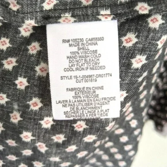 Joie Myune Tie Waist button down shirtdress black printed dolman sleeve Sz M - Picture 7 of 13